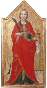 Saint Lucy with a female patron by Jacopo Del Casentino