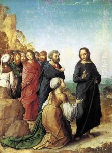 Christ And The Cananite by Juan De Flandes