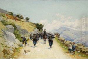 :chasseurs Alpins En Manoeuvre by Jules Monge