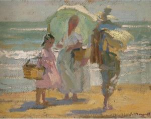 Familia En La Playa (family On The Beach) by Jose Mongrell Torrent
