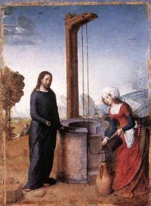 Christ And The Woman Of Samaria 1504 by Juan De Flandes