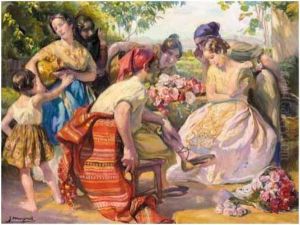 Mujeres Con Flores (women With Flowers) by Jose Mongrell Torrent