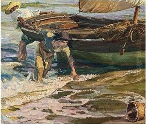 Arrastrando La Barca (beaching The Boat) by Jose Mongrell Torrent