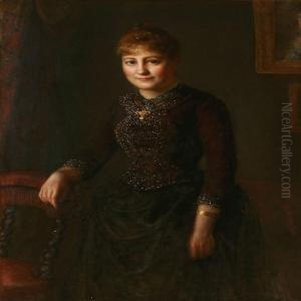 Portrait Of A Lady In Dark Dress With Jewellery - view 1