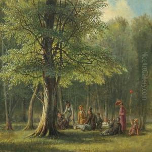 Forest Scenery With Cheerful People - view 1