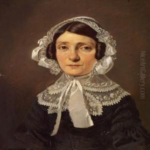 Portrait Of Mrs Eckegreen In A Black Dress With White Collar Andbonnet