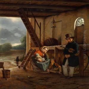 A Wandering Singer And His Family Seek Shelter From The Rain by David Monies