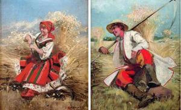 "zniwa-dziewczyna W Stroju Ludowym", "zniwa-chlopiec W Stroju Ludowym" - view 1