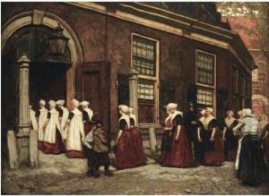 Amsterdam Orphan Girls Entering The Orphanage Hetburgerweeshuis by Martin Monnickendam