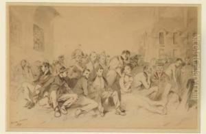 Un Rassemblement Des Civils Et Des Soldats by Henri Bonaventure Monnier