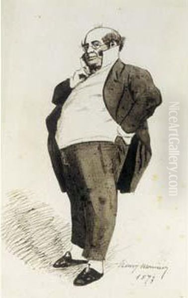 Dessin Original A La Plume Et Au
Lavis D'encre Noire, Signe Et Date En Bas A Droite, 1873 ; 23 X 15 Cm - view 1