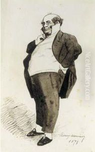 Dessin Original A La Plume Et Au
 Lavis D'encre Noire, Signe Et Date En Bas A Droite, 1873 ; 23 X 15 Cm