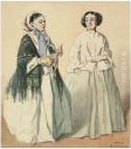 Two Women by Henri Bonaventure Monnier