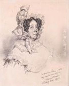Portrait Of A Lady, Bust-length, Wearing A Bonnet by Henri Bonaventure Monnier