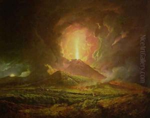 An Eruption of Vesuvius, seen from Portici, c.1774-6 by Josepf Wright Of Derby