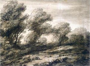 A Wooded Landscape by Thomas Monro