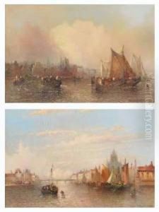 On A Dutch River; Fishing Boats In A Dutch Harbour