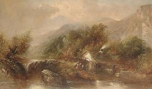 'in The Aberglaslyn District'; 'old Mill Nr. Dolgelly' - view 1