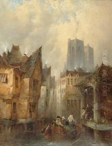 A Canal Scene At Abbeville; &amp; Street At Dal