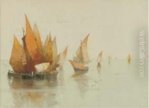 Fishing Craft On The Lagoon, Venice by Clara Montalba