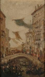 Venetian Festival Scene by Clara Montalba
