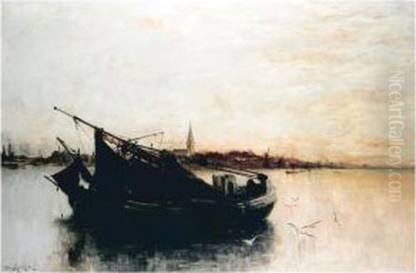 A Thames Barge Off Battersea - view 1