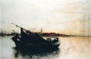 A Thames Barge Off Battersea