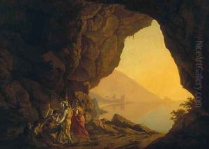 A Grotto in the Kingdom of Naples, with Banditti, exh. 1778 by Josepf Wright Of Derby