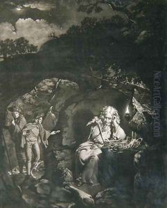 A Philosopher by Lamplight, engraved by William Pether (c.1738-97) 1770 by Josepf Wright Of Derby