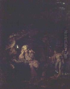 A Philosopher by Lamp Light, exh. 1769 by Josepf Wright Of Derby