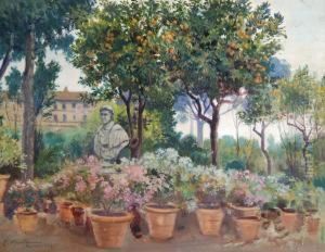 Giardino Con Vasi E Busto