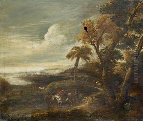Travellers In A Coastal Landscape - view 1