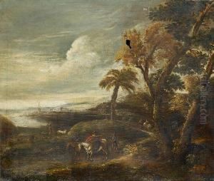 Travellers In A Coastal Landscape by Pietro Montanini