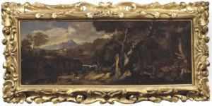 Paesaggio Boschivo Con Caccia Al Cinghiale