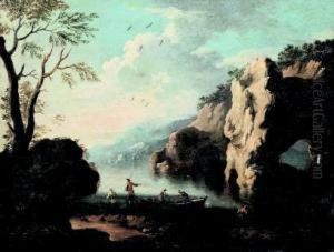 Marina Con Barche E Personaggi by Pietro Montanini