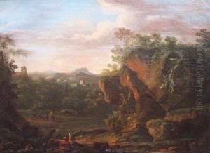Sudliche Berglandschaft Mit Personenstaffage