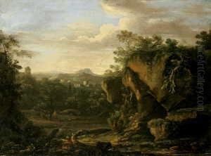 Sudliche Berglandschaft Mit Personenstaffage. by Pietro Montanini