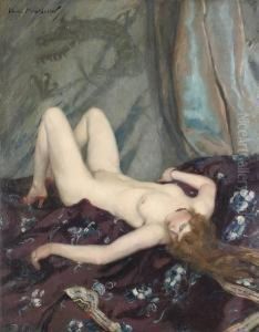 A Reclining Female Nude by Henri Montassier