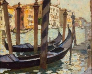 Gondoles Amarrees A Venise