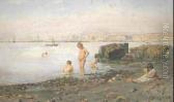 Bimbi Sulla Spiaggia Sullo
Sfondo Di Napoli - view 1