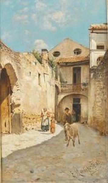 Borgo Assolato Con Contadini E Pecora - view 1