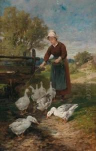 The Goose Girl by Antonio (Antonis Matteo) Montemezzo