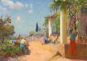 Les Vendanges Devant Le Mas Du Peintre by Frederic Montenard