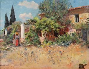 Femme Devant La Maison De Campagne