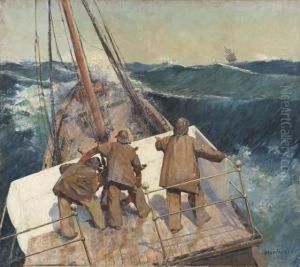 Marins En Mer Par Gros Temps