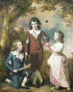 The Children Of Hugh And Sarah Wood Of Swanwick Derbyshire by Josepf Wright Of Derby