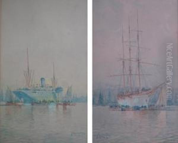 Vapor En La Rada Y Fragata - view 1