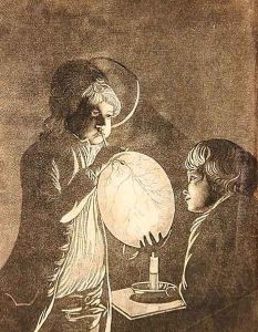 Two Boys Blowing a Bladder by Candlelight, aquatinted by Peter Perez Burdett (1735-93) by Josepf Wright Of Derby