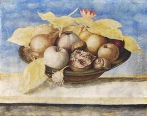 2 Arbeiten: Stillleben Mit Zitrusfruchten Und Granatapfel by Octavianus Montfort