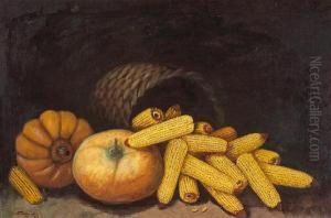Fall's Harvest (a Still Life With Corn Andpumpkins) by Alfred Montgomery